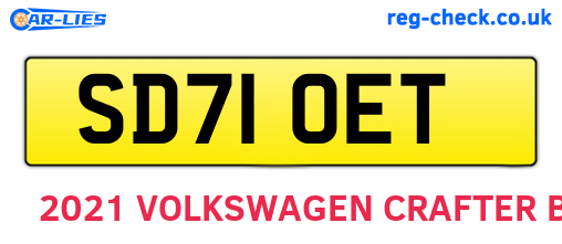 SD71OET are the vehicle registration plates.