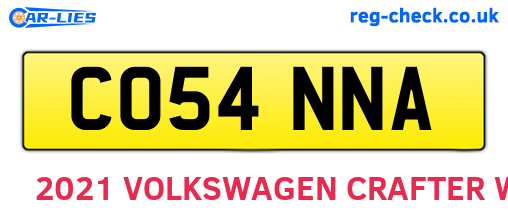 CO54NNA are the vehicle registration plates.