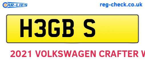 H3GBS are the vehicle registration plates.