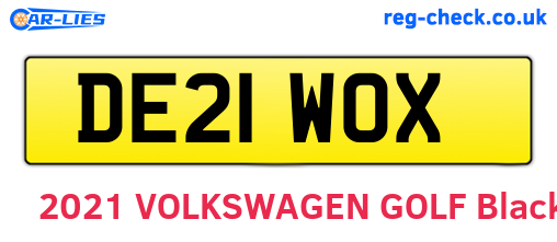 DE21WOX are the vehicle registration plates.