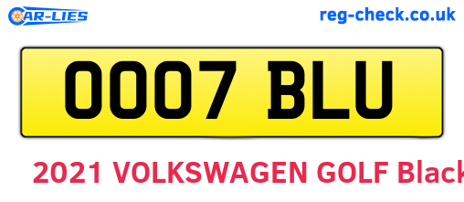 OO07BLU are the vehicle registration plates.
