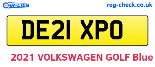 DE21XPO are the vehicle registration plates.