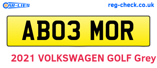AB03MOR are the vehicle registration plates.
