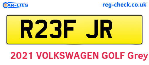 R23FJR are the vehicle registration plates.