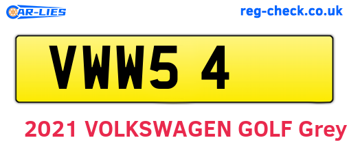VWW54 are the vehicle registration plates.