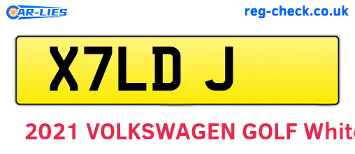 X7LDJ are the vehicle registration plates.