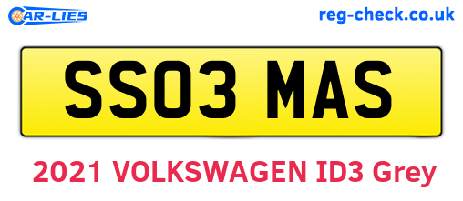 SS03MAS are the vehicle registration plates.
