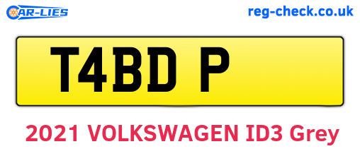 T4BDP are the vehicle registration plates.