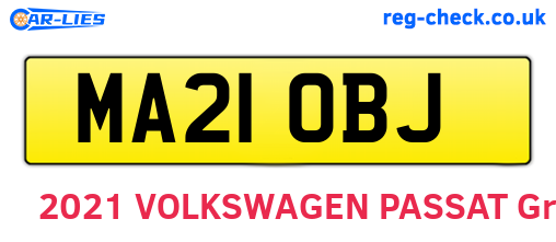 MA21OBJ are the vehicle registration plates.
