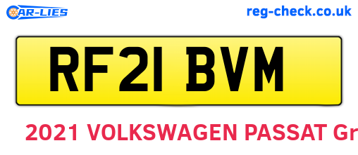 RF21BVM are the vehicle registration plates.