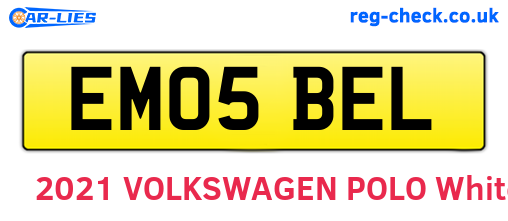 EM05BEL are the vehicle registration plates.