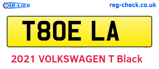 T80ELA are the vehicle registration plates.