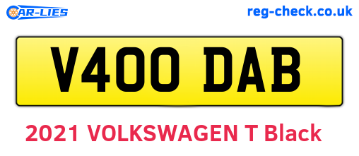 V400DAB are the vehicle registration plates.