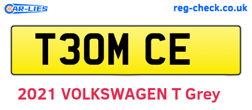 T30MCE are the vehicle registration plates.