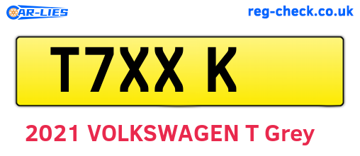 T7XXK are the vehicle registration plates.