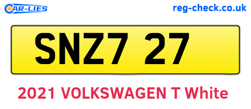 SNZ727 are the vehicle registration plates.