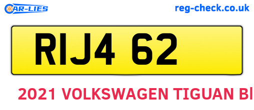 RIJ462 are the vehicle registration plates.