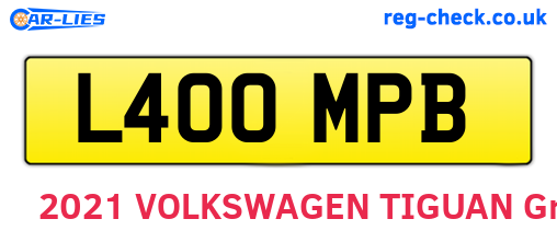 L400MPB are the vehicle registration plates.
