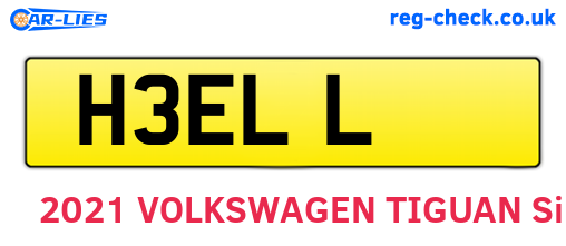 H3ELL are the vehicle registration plates.