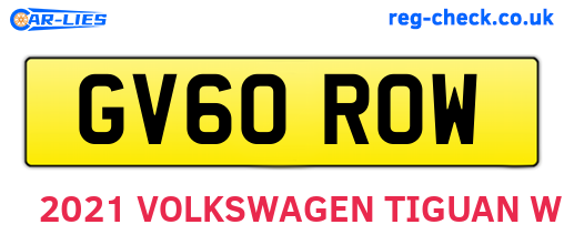 GV60ROW are the vehicle registration plates.