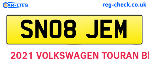SN08JEM are the vehicle registration plates.