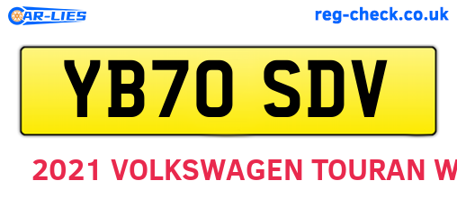 YB70SDV are the vehicle registration plates.