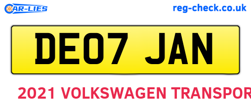 DE07JAN are the vehicle registration plates.