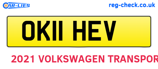 OK11HEV are the vehicle registration plates.