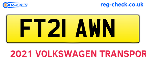 FT21AWN are the vehicle registration plates.