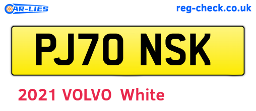 PJ70NSK are the vehicle registration plates.