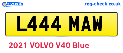 L444MAW are the vehicle registration plates.