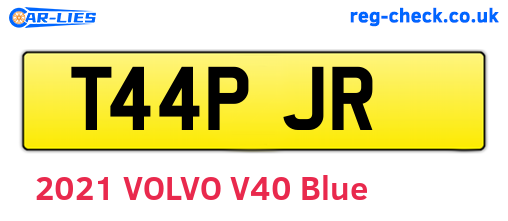 T44PJR are the vehicle registration plates.
