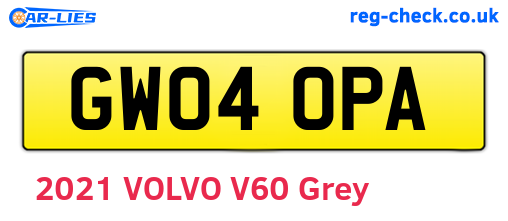 GW04OPA are the vehicle registration plates.