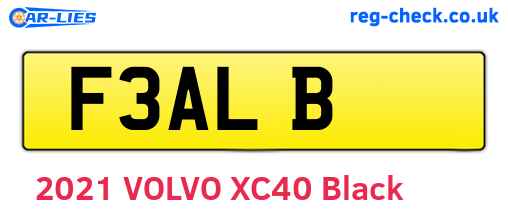 F3ALB are the vehicle registration plates.