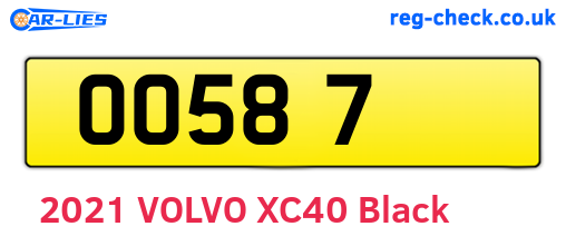 OO587 are the vehicle registration plates.