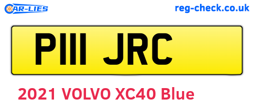 P111JRC are the vehicle registration plates.