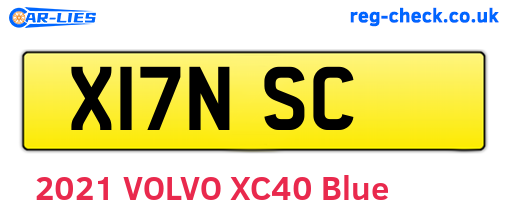 X17NSC are the vehicle registration plates.