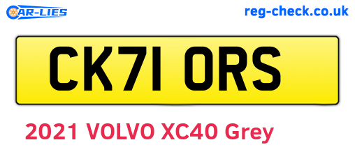 CK71ORS are the vehicle registration plates.