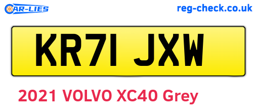 KR71JXW are the vehicle registration plates.