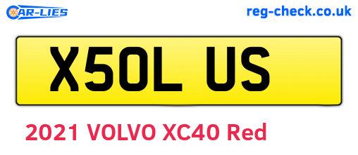X50LUS are the vehicle registration plates.