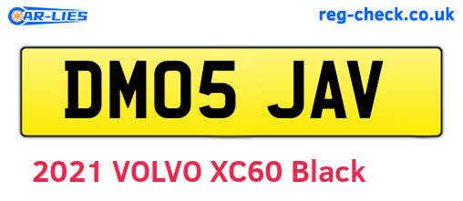 DM05JAV are the vehicle registration plates.
