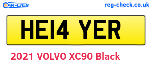 HE14YER are the vehicle registration plates.