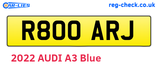 R800ARJ are the vehicle registration plates.