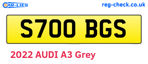 S700BGS are the vehicle registration plates.