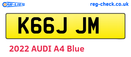 K66JJM are the vehicle registration plates.