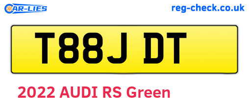 T88JDT are the vehicle registration plates.