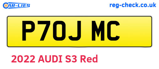 P70JMC are the vehicle registration plates.