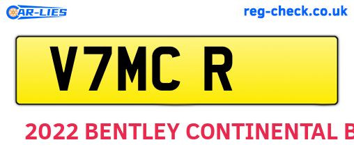 V7MCR are the vehicle registration plates.