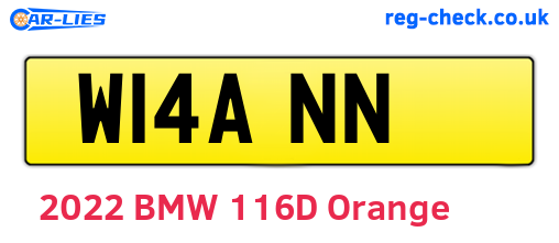 W14ANN are the vehicle registration plates.