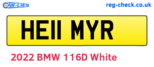 HE11MYR are the vehicle registration plates.
